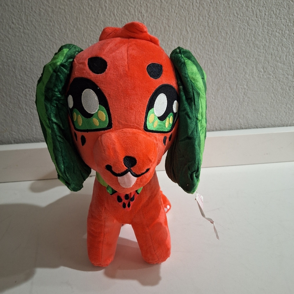Honey Herds 'Woofermelon' Reddish Orange and Green Plush Dog